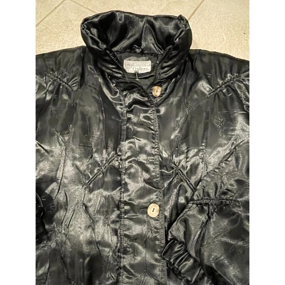 Gallery Jackets & Blazers - Vintage Gallery Black Long Down Filled‎ Puffer Coat Zip and Button Large